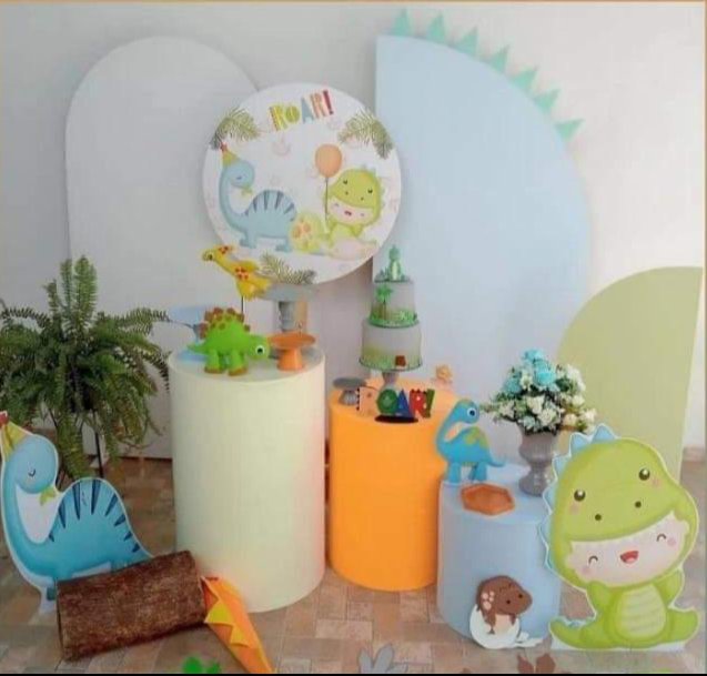 Painel Retangular Dinossauro Dino Baby Cute Sublimado 1,5m x 2,2m